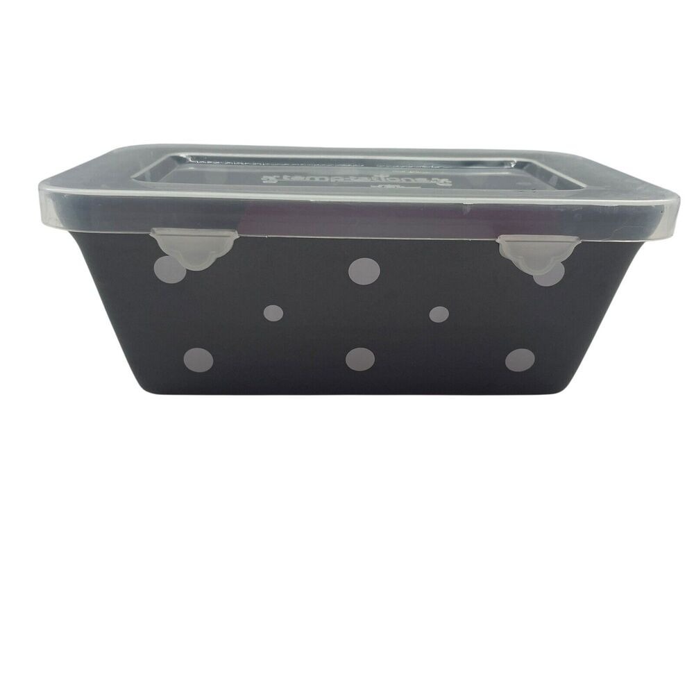 Temptations By Tara Mini Loaf Pan Gray Polka Dots 12 Oz Cottage‎ Core Oven Safe